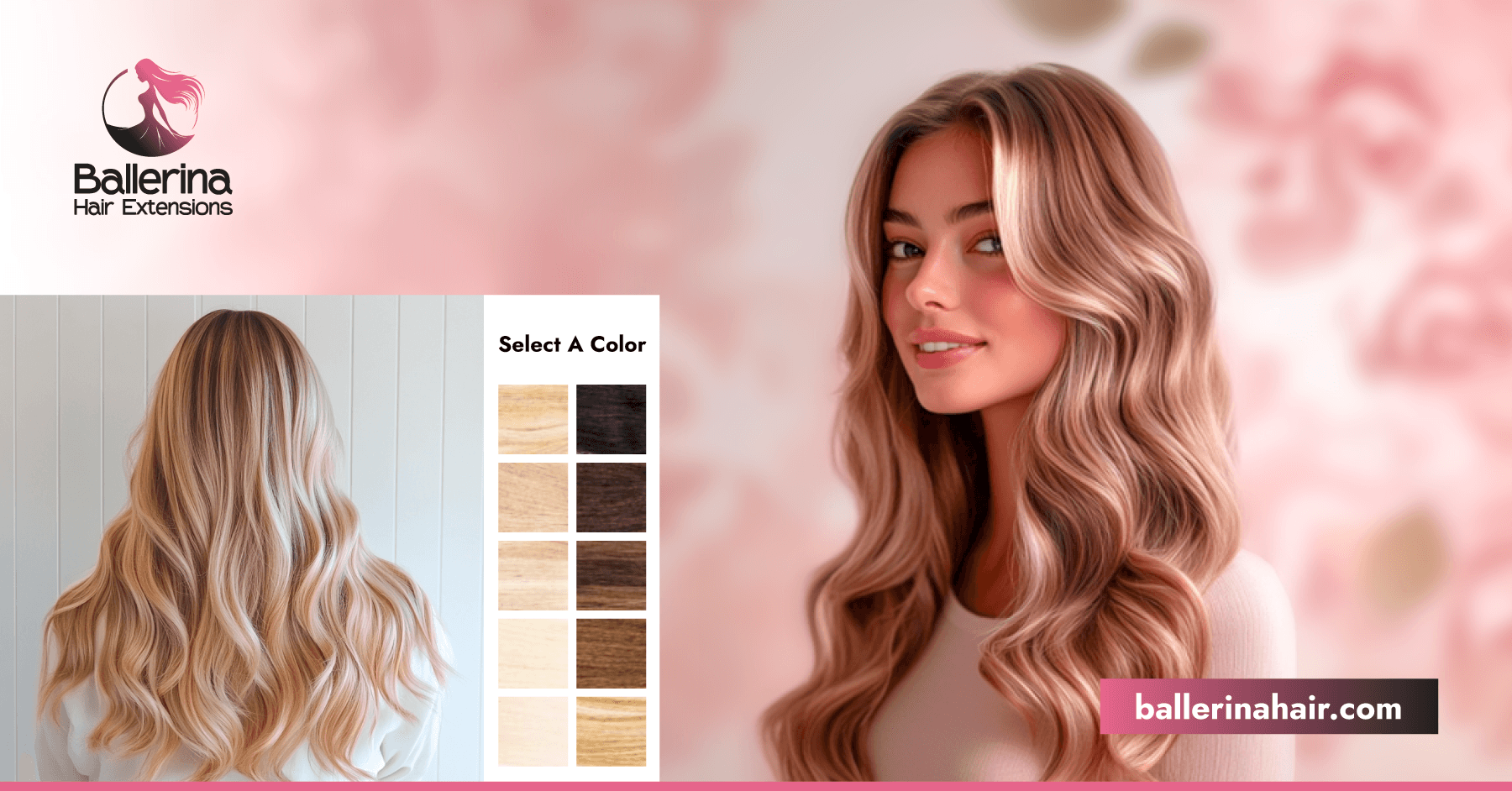 Luxurious long flowing natural hair extensions in salon lighting