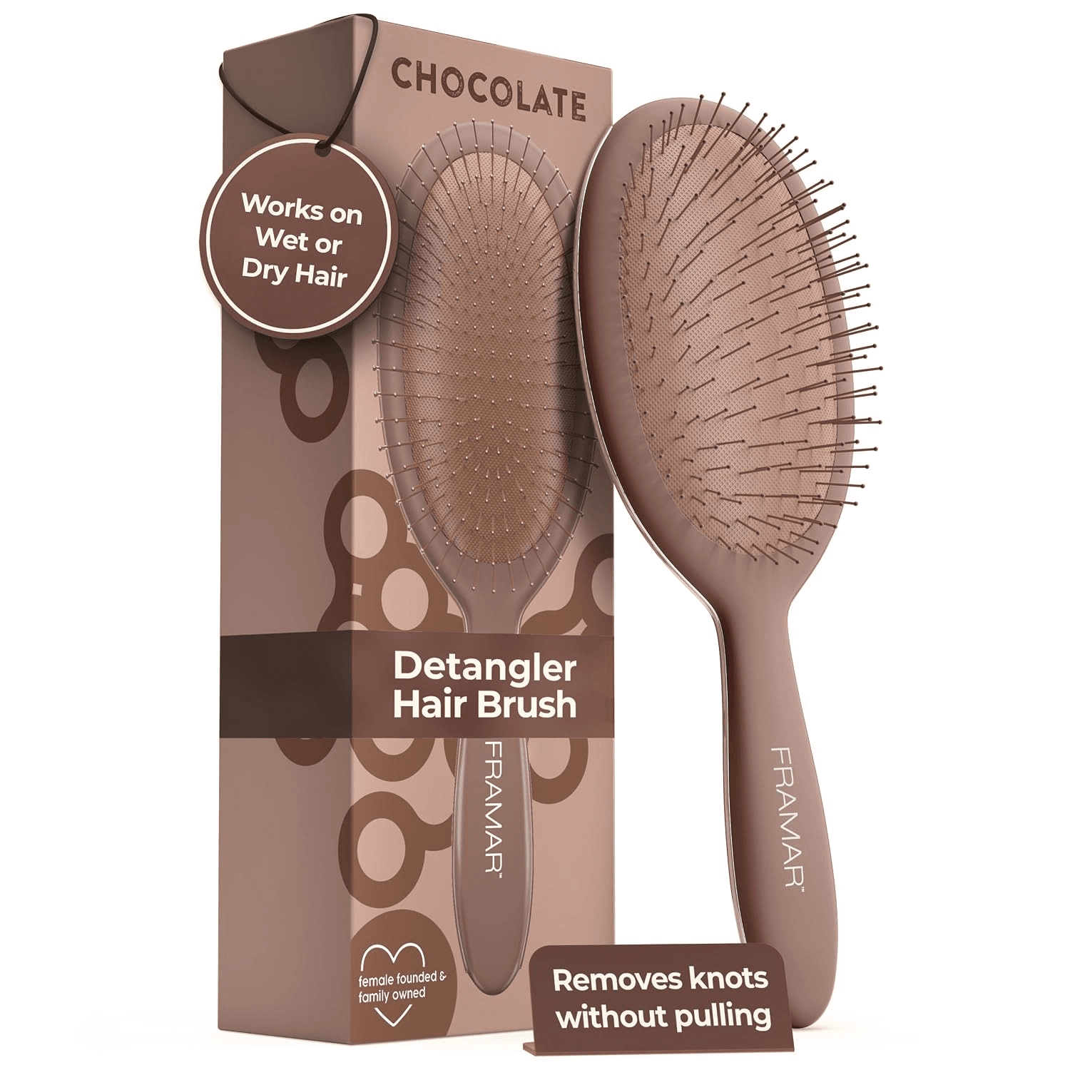 Chocolate Hair Brush Detangler, Wet Hair Brushes for Women