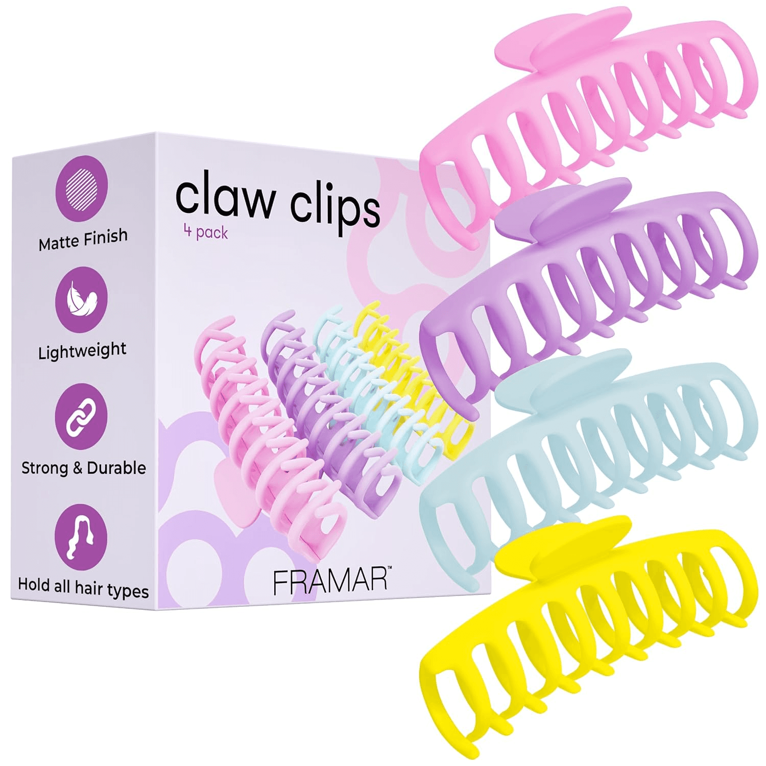 Framar Large Claw Clips for Thick Hair, Large Hair Clip for Thick Hair