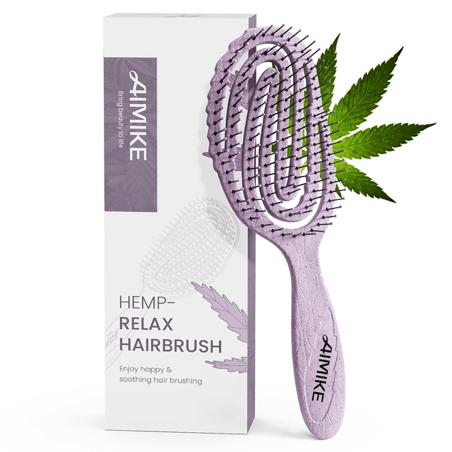 Hemp-Relax Detangling Hair Brush for Wet & Dry Hair, Purple1