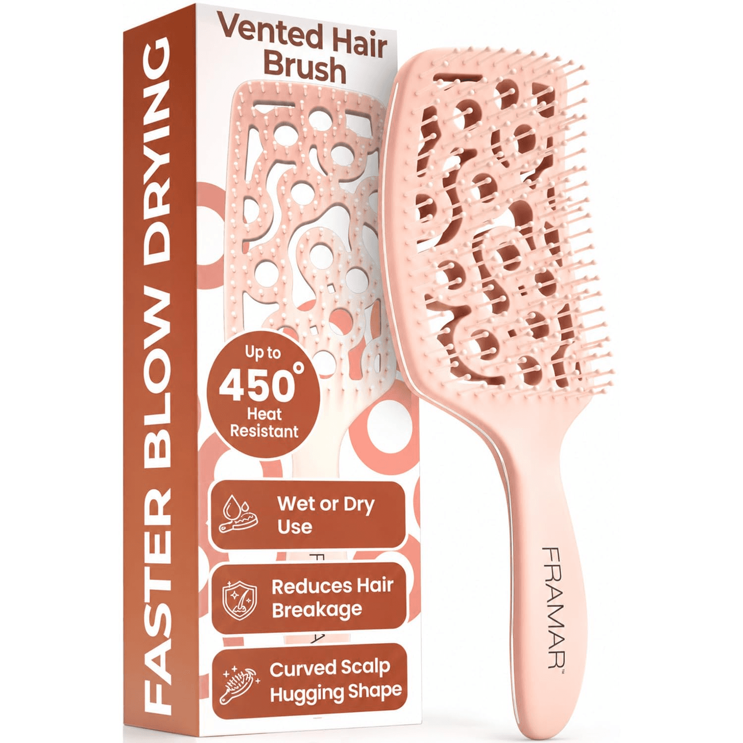 Framar Professional Vented Hair Brush, Vent Brush for Blow Drying