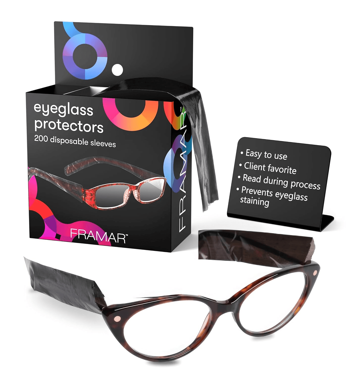 Framar Eyeglass Sleeves for Glasses, Hair Dye, Glasses Arm Covers