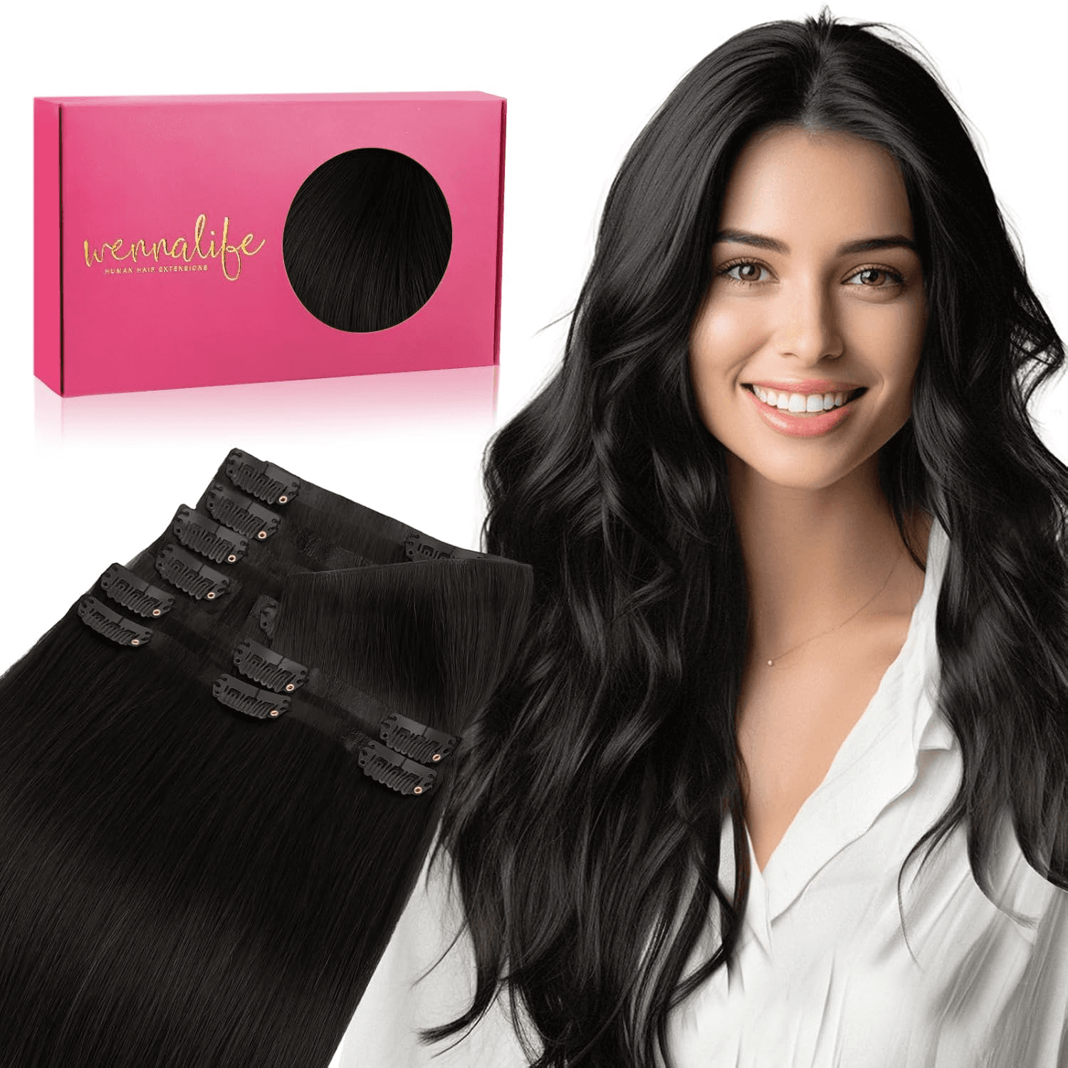 Invisible Edge Seamless Clip in Hair Extensions Real Human Hair