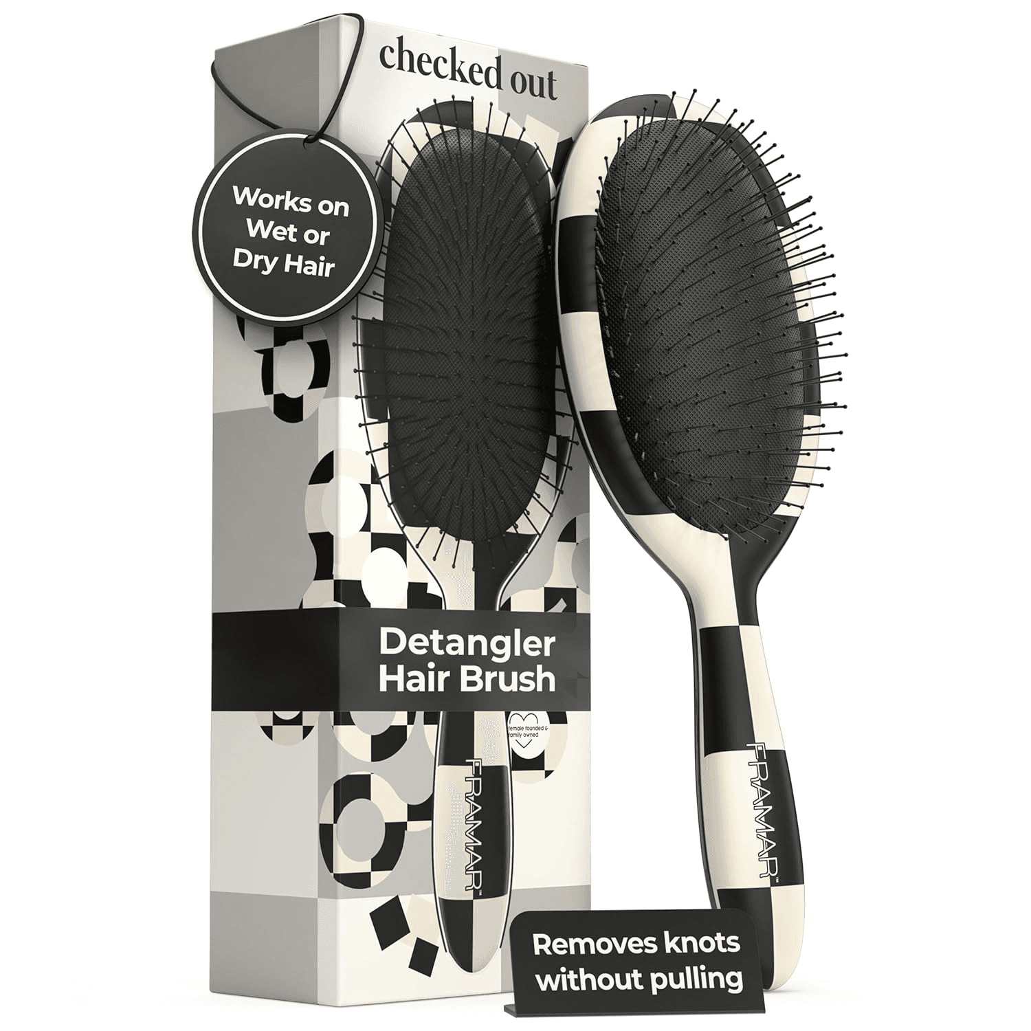 Checkered Print Hair Brush Detangler, Wet Hair Brushes for Women
