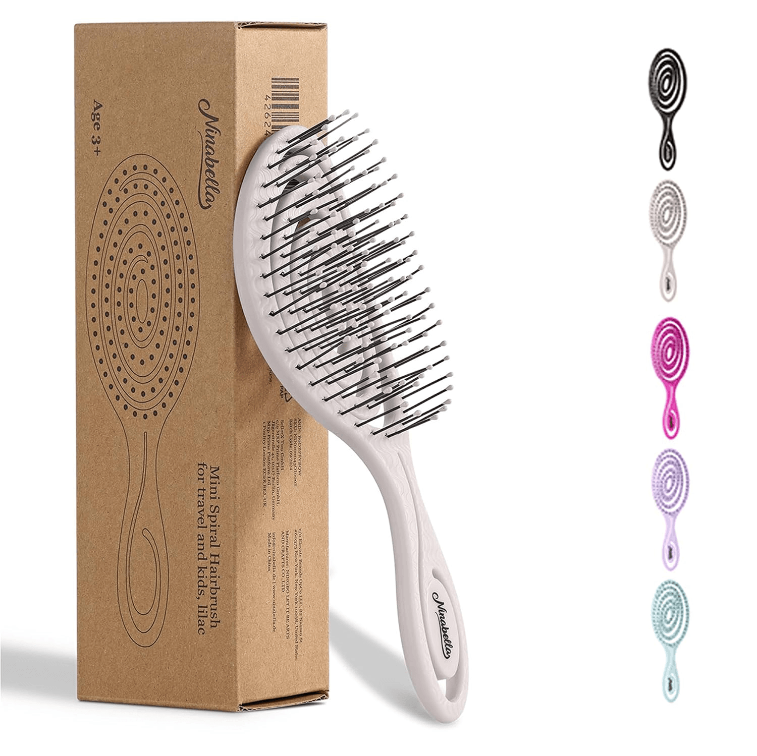 Mini Detangler Brush – Small No Tangle Hair Brush for Purse and Travel – Hairbrush for Fine, Thick and Long Hair, Wet and Dry – Beige