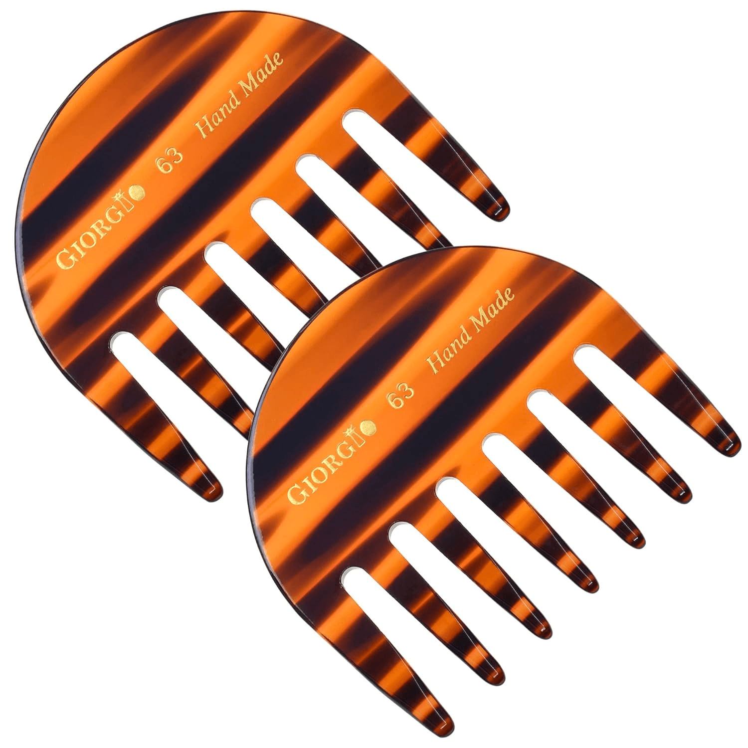 G63 Tortoise Detangling Comb for Women – Wide Tooth, Pocket and Travel Size for Thick Hair, Wet or Dry Everyday Hair Care. Handmade, Saw-Cut, and Polished Wide Tooth Comb for Women.