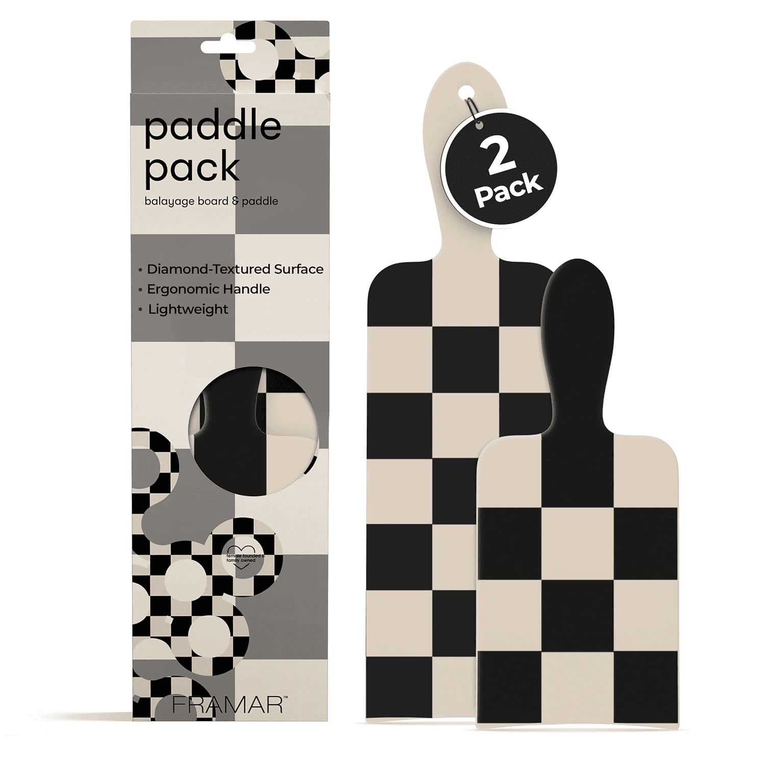 Framar Checkered Balayage Board and Paddle Set, Highlighting Board, 2 Pack