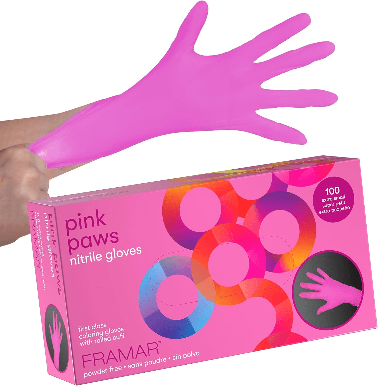 Framar Pink Gloves Disposable Latex Free XS, Pink Nitrile Gloves XS