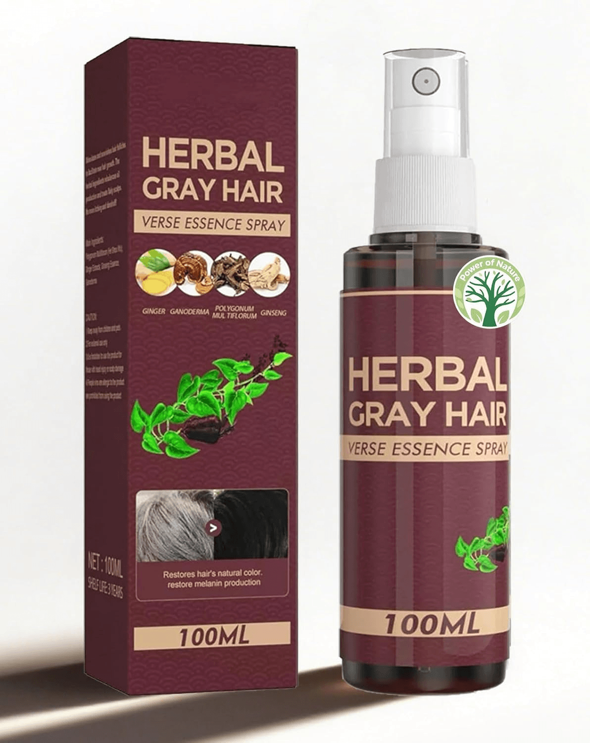 Herbal Gray Hair Spray, Hair Darkening Conditioner Spray, Herbal Hair Coloring Spray, Hair Darkening Conditioner, Reverse Grey Hair,Hair Coloring Essence for 4 Weeks Gradual Results (1-Pcs)