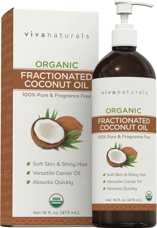 Organic Fractionated Coconut Oil, 16 Fl Oz – Skin &amp; Hair Moisturizer, Massage Oil, Carrier Oil for Essential Oils