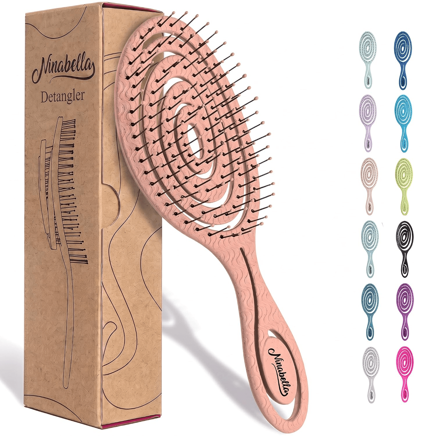 Detangler Brush – No Tangle Hair Brush for Women, Fine, Thick and Long Hair – Hairbrush for Wet and Dry Hair, Gentle on the Scalp – Rose Gold