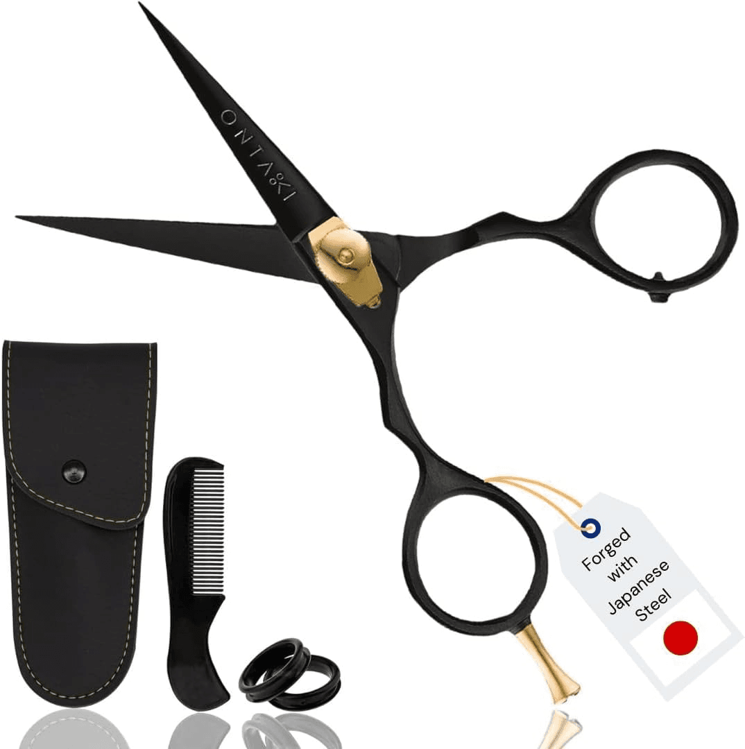 Beard & Mustache Scissors & Combs – 5.5″ Japanese Steel, Black