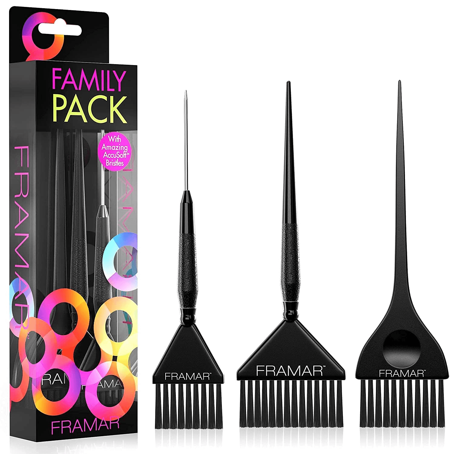 Framar Family Hair Color Brush Set, Hair Dye Brush Kit – 3 Pack Black