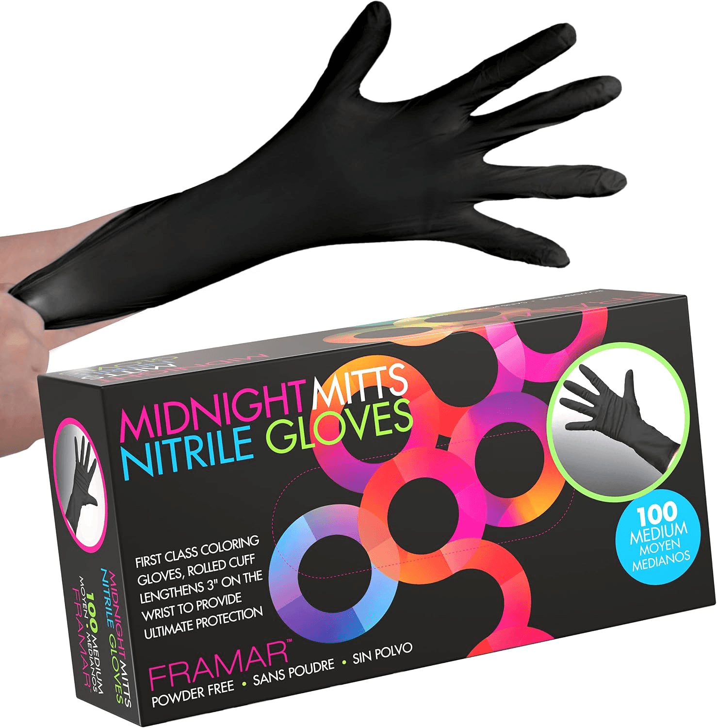 Framar Powder Free Nitrile Gloves Medium, Guantes De Nitrile