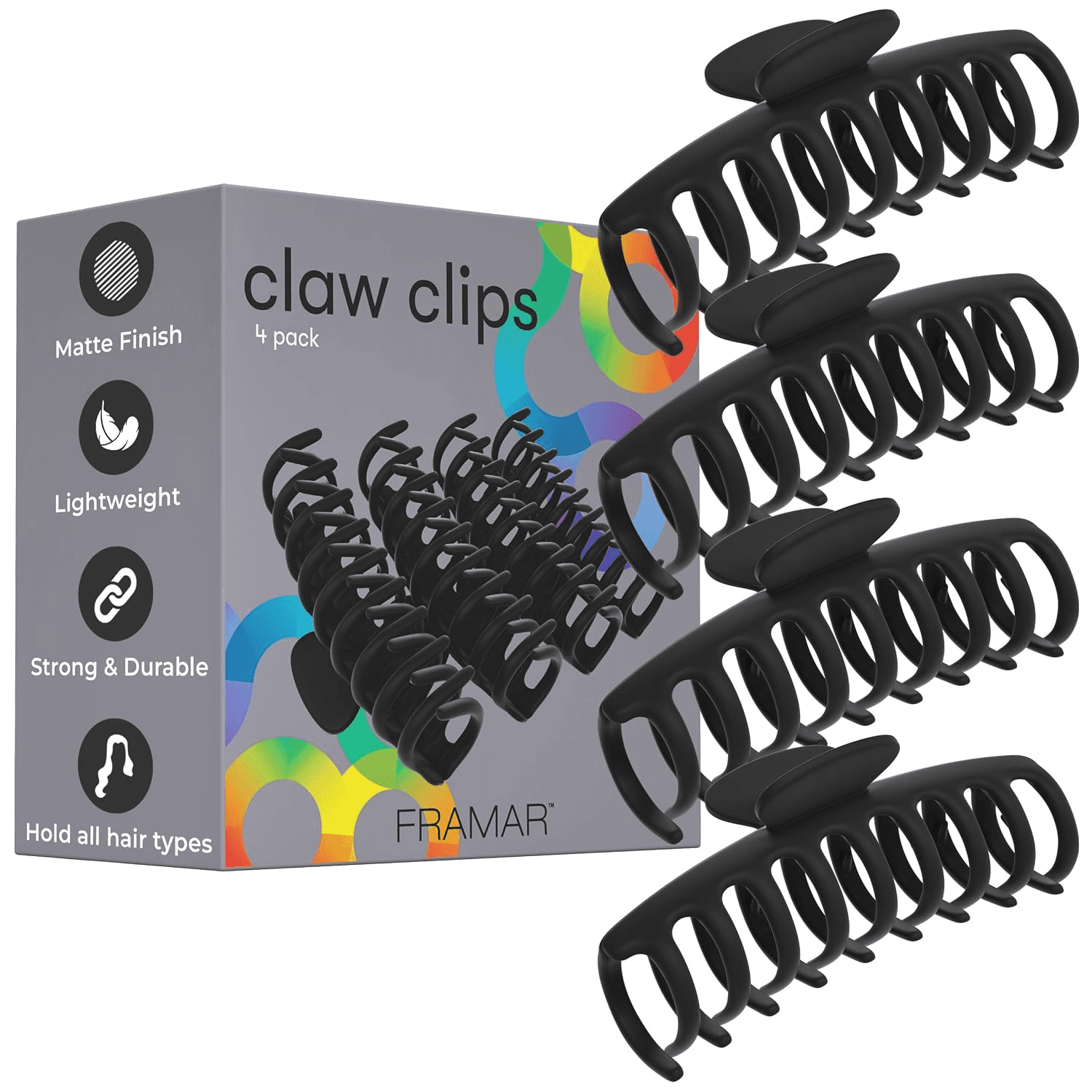 Framar Large Claw Clips for Thick Hair, Large Hair Clip for Thick Hair