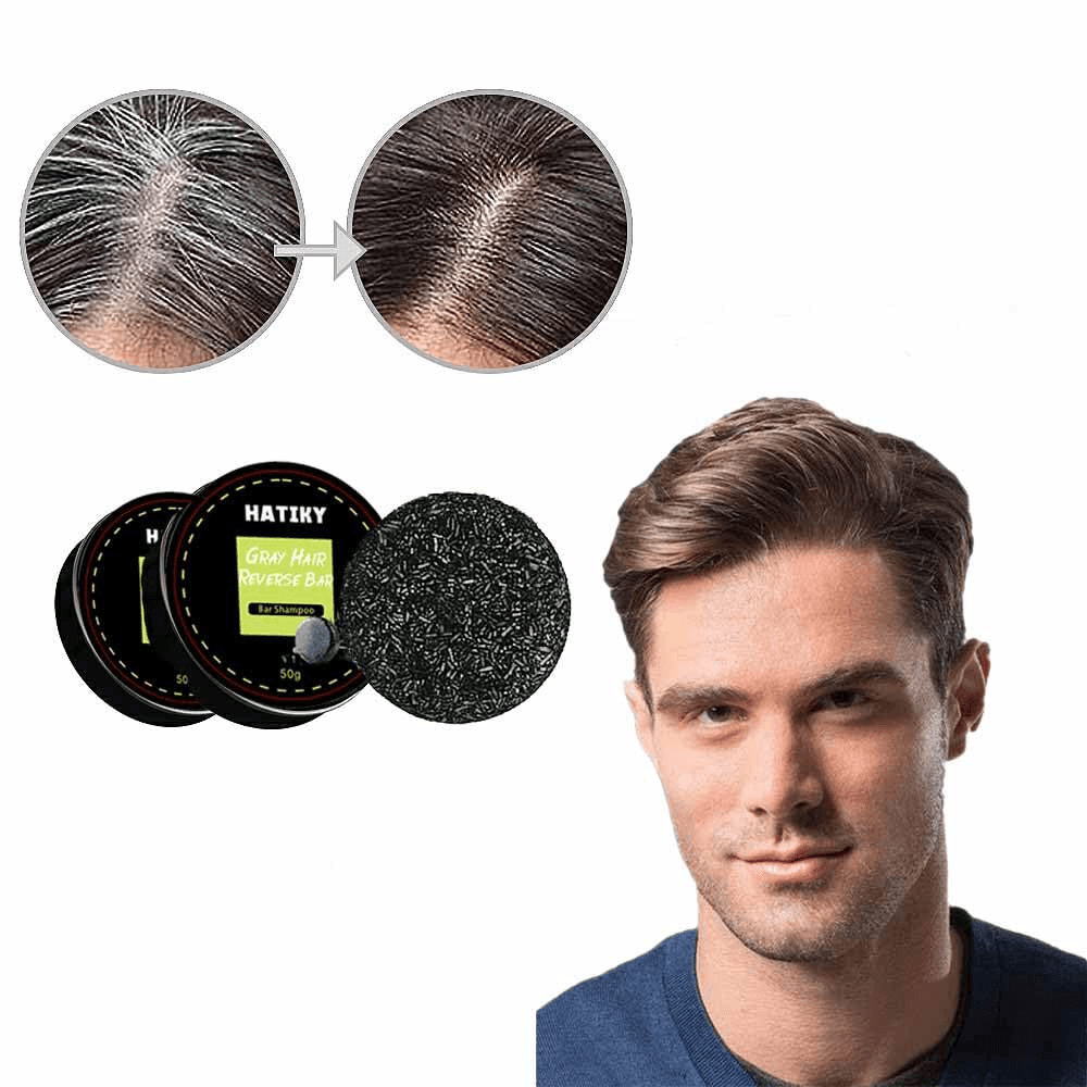 Gray Hair Reverse Bar – Darkening Shampoo Bar Black Soap |Grey Reverse Hair, Gray Hair Coverage Soap, Sulfate-Free & Vegan Formula for Men & Women (2 Pack) (2 Pack Medium) (2Pack-Medium)