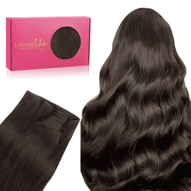 Wennallfe Sew in Human Hair Genius Weft Extensions Remy Invisible PU Weft