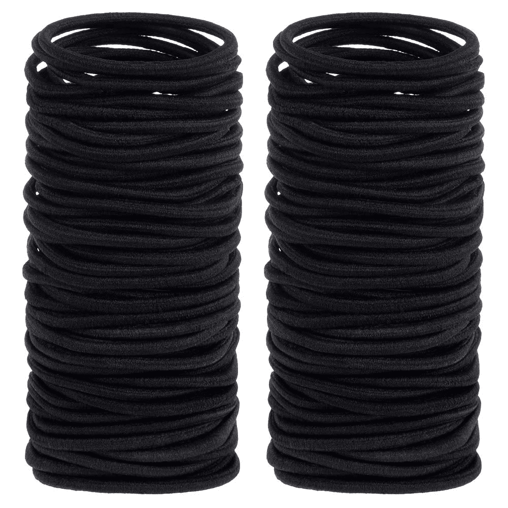200 Pcs Black Elastics Hair Ties Small Bulk Hair Ties Hair Bands (4Mm)