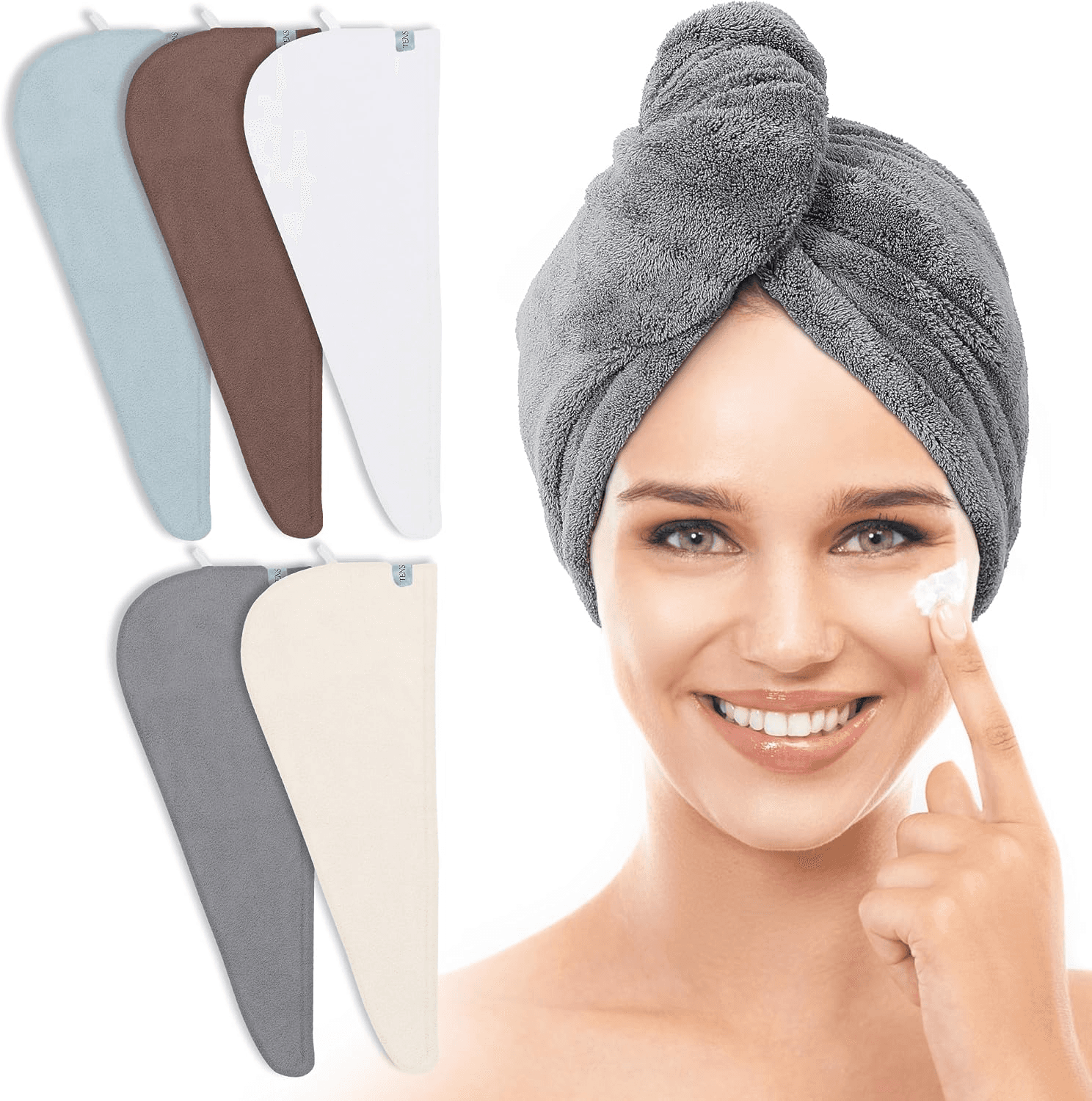 Hair Towel Wrap for All Hair Types, 5 Pack Microfiber Turban