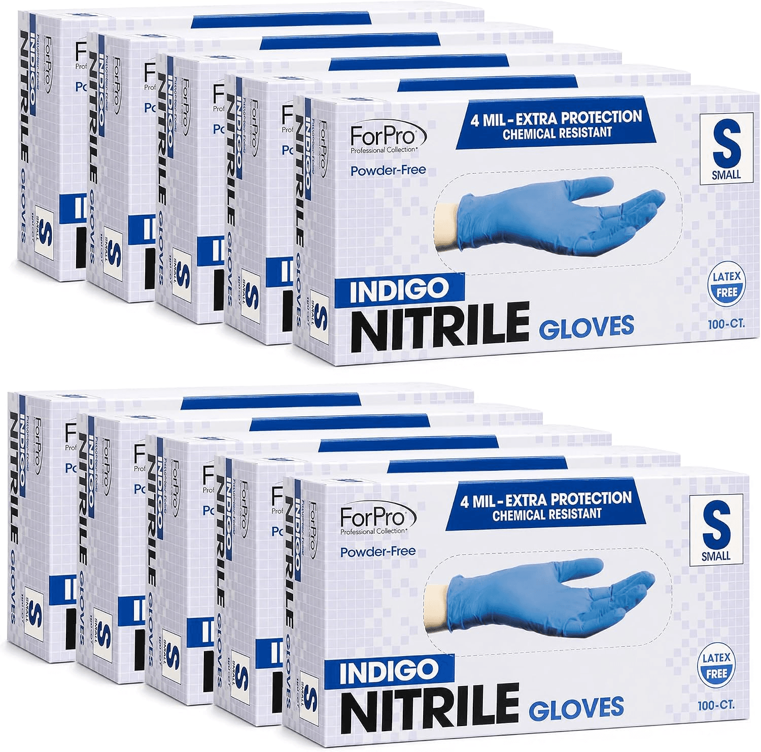 ForPro Disposable Nitrile Gloves, Chemical Resistant, Powder-Free, Latex-Free, Non-Sterile, Food Safe, 4 Mil