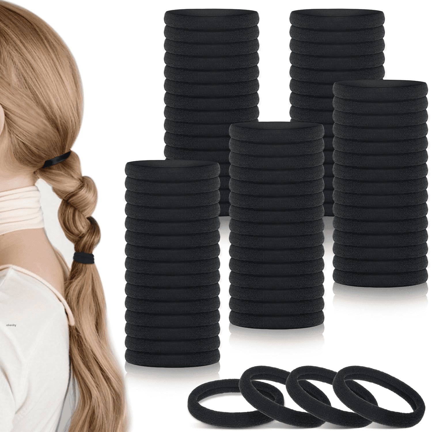 100Pcs Hair Ties for Thick Hair, Seamless Elastic Ponytail Holders