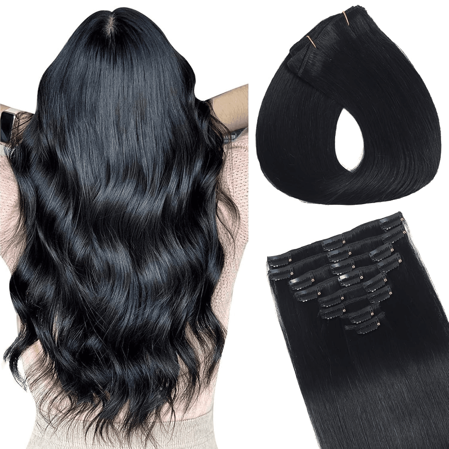 Clip in Hair Extensions Real Human Hair, Human Hair Extensions Clip Ins
