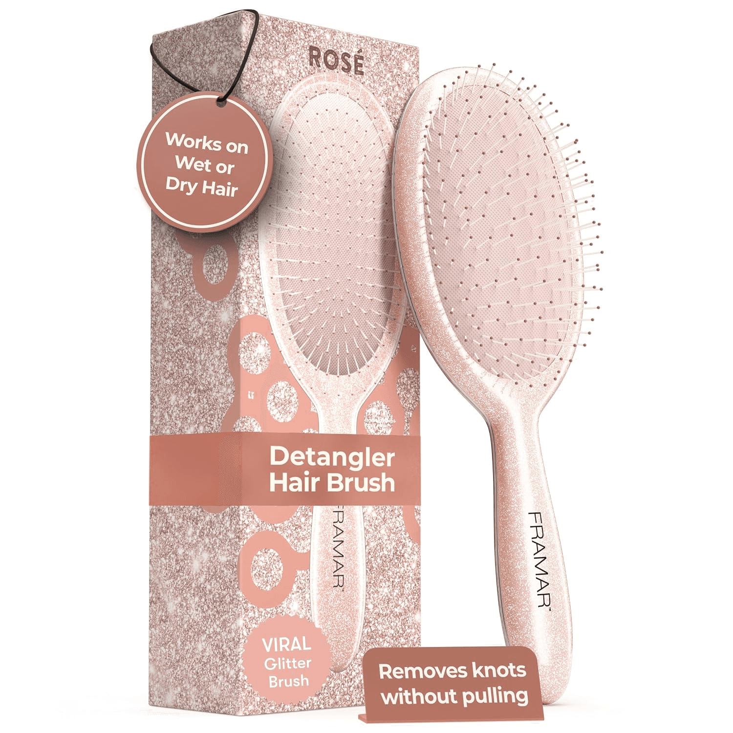 Glitter Hair Brush Detangler, Detangling Hairbrush for Women – Rosé