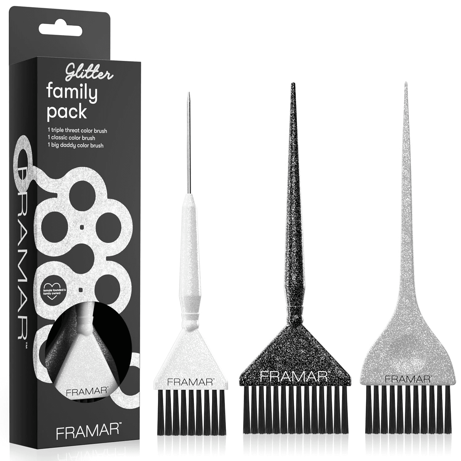 Framar Glitter Hair Color Brush Set, Hair Dye Brush Kit